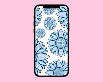Blue Sunflower Phone Wallpaper