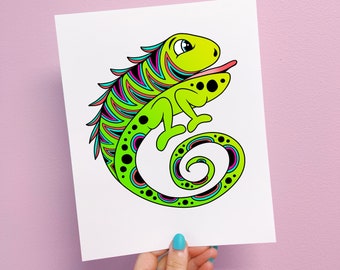 Izzy the Iguana Print