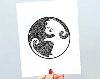 Yin Yang Cat Print
