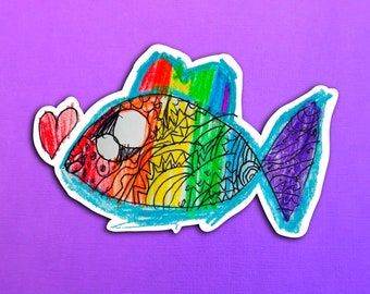 Pari's Rainbow Fishy Sticker (WATERPROOF)
