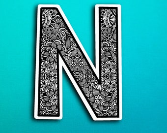 Small Block Letter N Sticker (WATERPROOF)