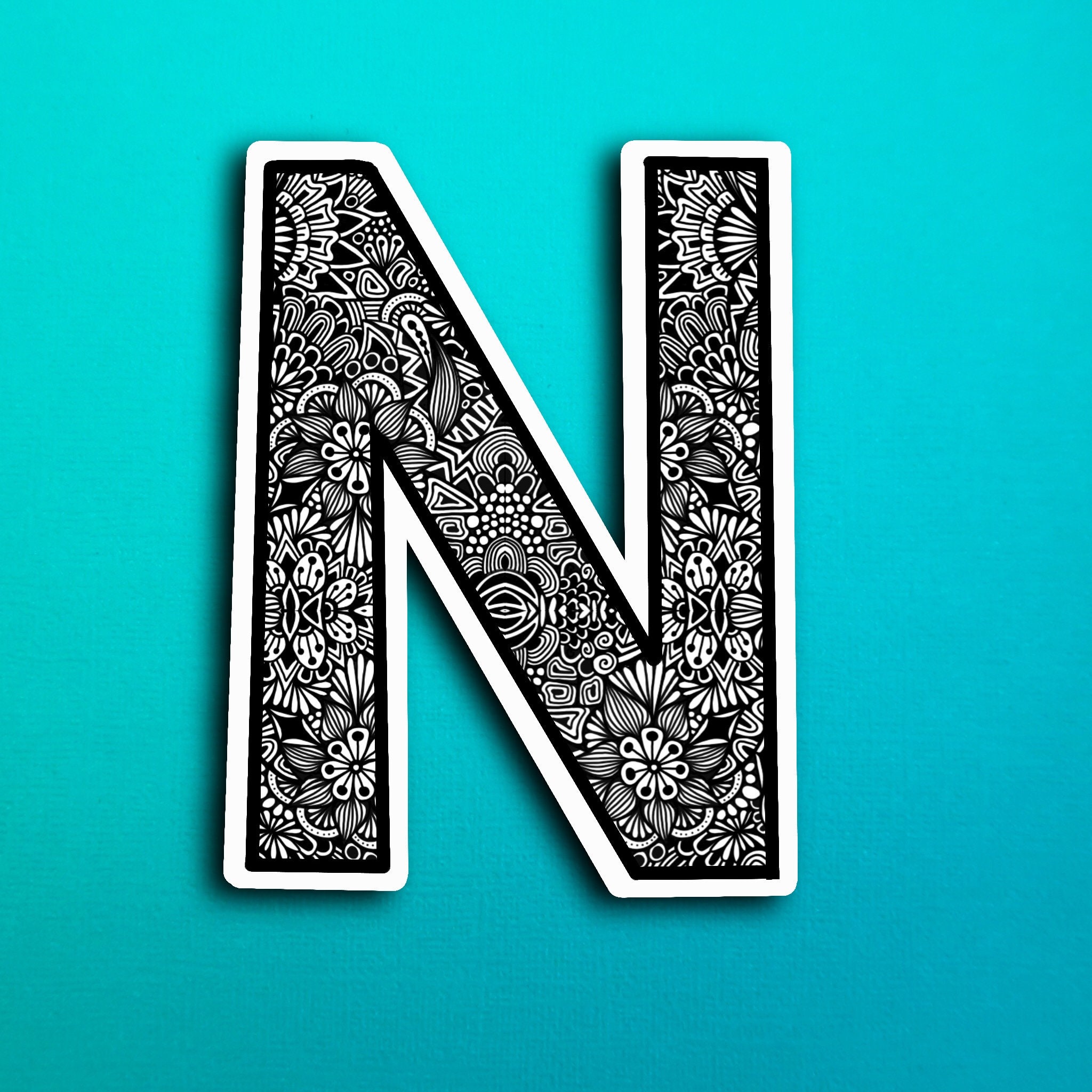 Small Block Letter N Sticker (WATERPROOF)