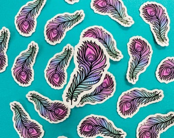 Mini Peacock Feather Sticker (WATERPROOF)