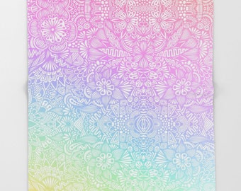 Rainbow Doodle Throw Blanket