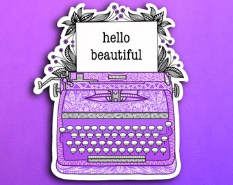 Purple Typewriter Sticker (WATERPROOF)