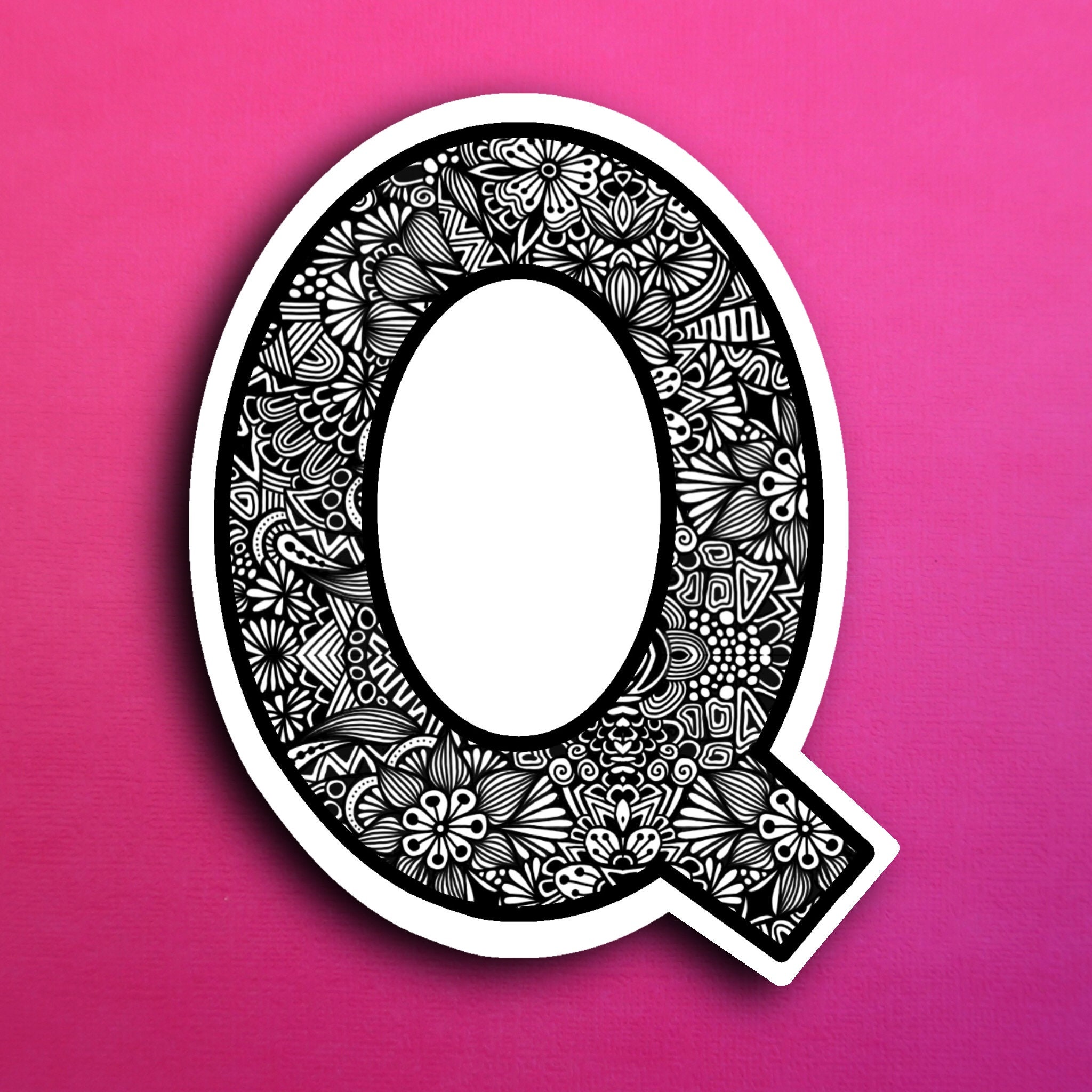 Kleine blokletter Q Sticker WATERDICHT