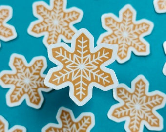 Mini Gingerbread Snowflake Cookie Sticker (WATERPROOF)