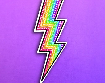 Rainbow Lightening Bolt Sticker (WATERPROOF)