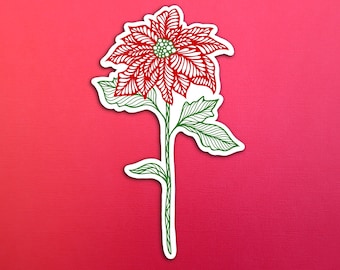 Poinsettia December Birth Flower Sticker (WATERPROOF)