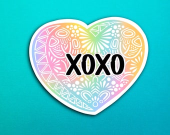 XOXO Rainbow Heart Sticker (WATERPROOF)