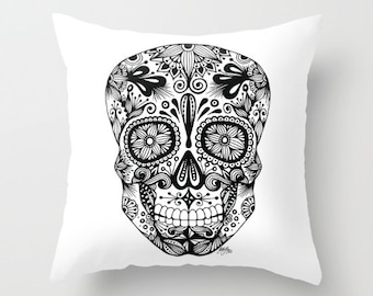 Zentangle - Sugar Skull Pillow Case