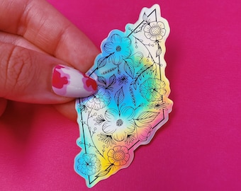 Holo Floral Sticker (WATERPROOF)