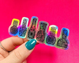 Holo Nail Polish Bottles Sticker (WATERPROOF)