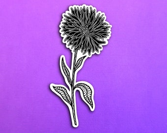 BW Aster September Birth Flower Sticker (WATERPROOF)