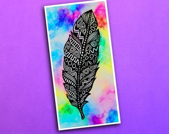 Alcohol Ink Feather Sticker (WATERPROOF)