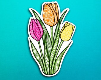 Sunset Tulips Sticker (WATERPROOF)