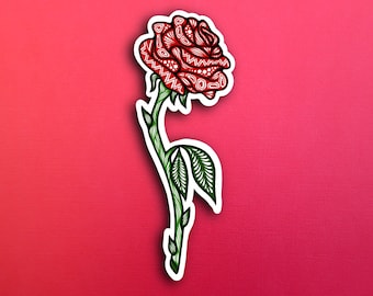 Stemmed Rose Sticker (WATERPROOF)