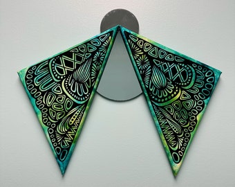 Teal Moth Mirror Alcohol Ink Canvas