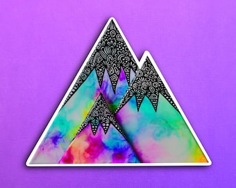 Alcohol Ink Three Mountains Sticker (WATERPROOF)