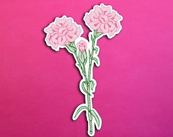 Carnation January Birth Flower Sticker (WATERPROOF)