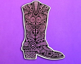 Pink Western Boot Sticker (WATERPROOF)