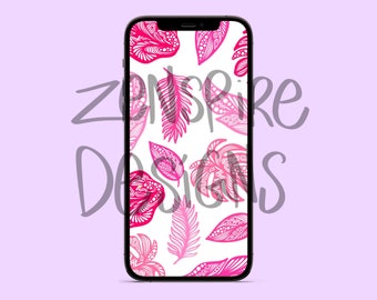 Pink Leaves Phone Wallpaper