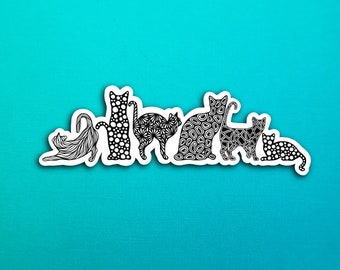 B&W Cats Sticker (WATERPROOF)