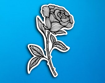 BW Rose June Birth Flower Sticker (WATERPROOF)