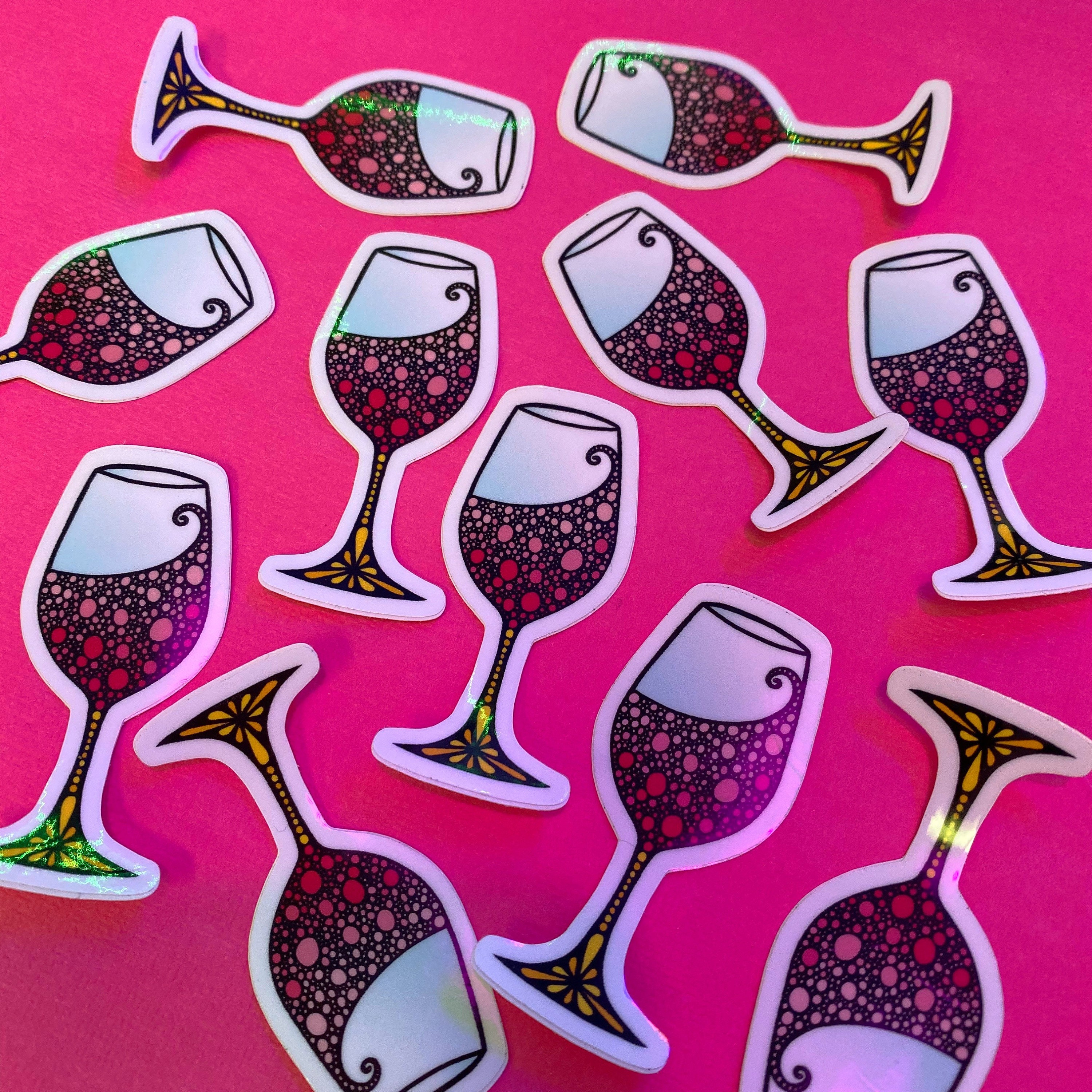 Mini Wine Glass Sticker (WATERPROOF)