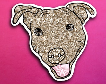 Brown Pittbull Dog Sticker (WATERPROOF)