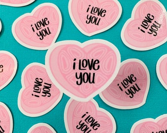 Mini I Love You Candy Heart Sticker (WATERPROOF)