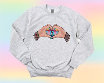 Heart Hand TS Gray Crewneck!