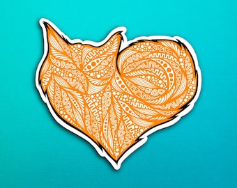 Orange Heart Cat Sticker (WATERPROOF)