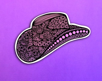 Pink Western Hat Sticker (WATERPROOF)