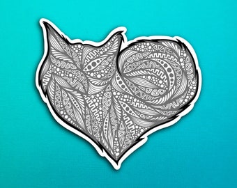 Gray Heart Cat Sticker (WATERPROOF)