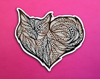 Black and Brown Heart Cat Sticker (WATERPROOF)