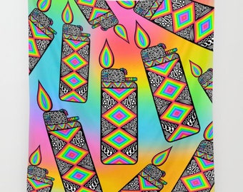 Trippy Lighter Rainbow Background Tapestry