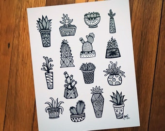 Little B&W Succulents