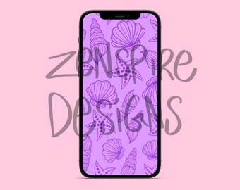 Purple Seashells Phone Wallpaper