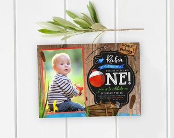 Fishing Themed Invitation, DIGITAL DOWNLOAD, 1st First Birthday Fish Photo Invite, Printable O-Fish-Ally One Party Decor, The Big One, FIS1