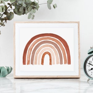 Earthy Rainbow Nursery Art, PRINTABLE, Scandi Baby Digital Download, Print Playroom Decor, Boho Organic Neutral Rainbow, Rust Brown Theme