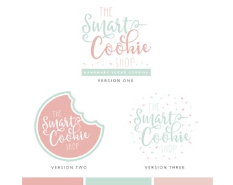 Sugar Cookie Premade Logo Design, DIGITAL Bakery Small Business Branding, Cookie Bite Sprinkles Premade Dessert Treats Shop Logo, Home Baker