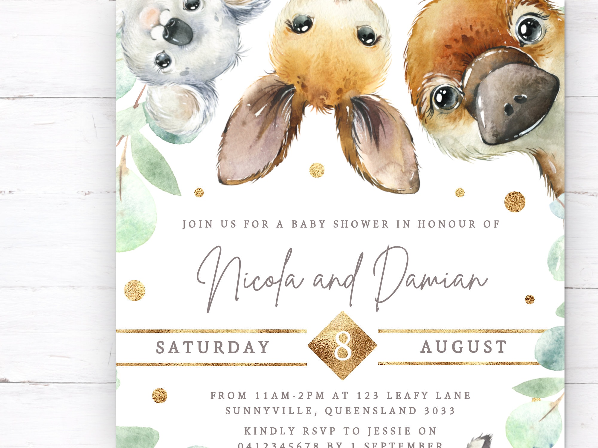 Baby Shower Invite PRINTABLE Native Australian Theme Etsy Australia