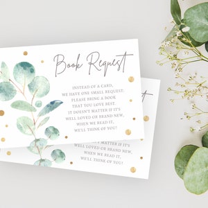 Eucalyptus boek aanvraag kaart INSTANT DOWNLOAD Koala Australische gebladerte thema baby shower afdrukbare digitale, boeken niet kaart voor baby KO1 NA2