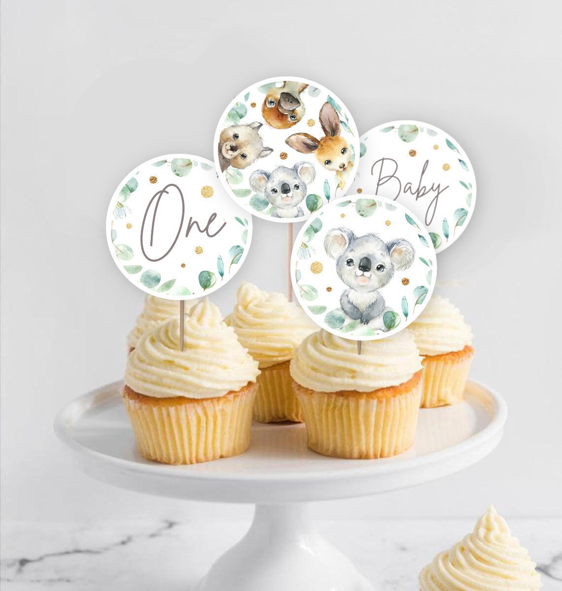 Australian Animal Cupcake Toppers PRINTABLE Native Koala Baby Etsy