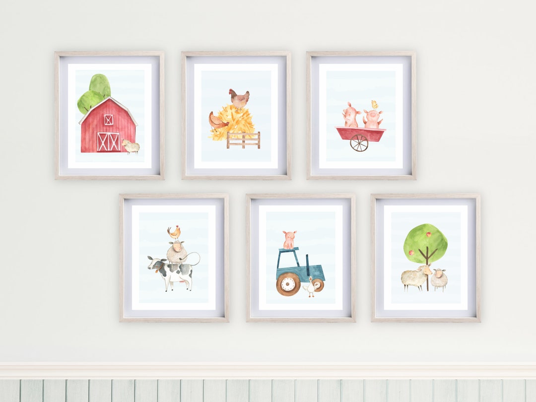 Farm Animals Nursery Art, PRINTABLE 8x10" Boy's Farmyard Barnyard Decor ...