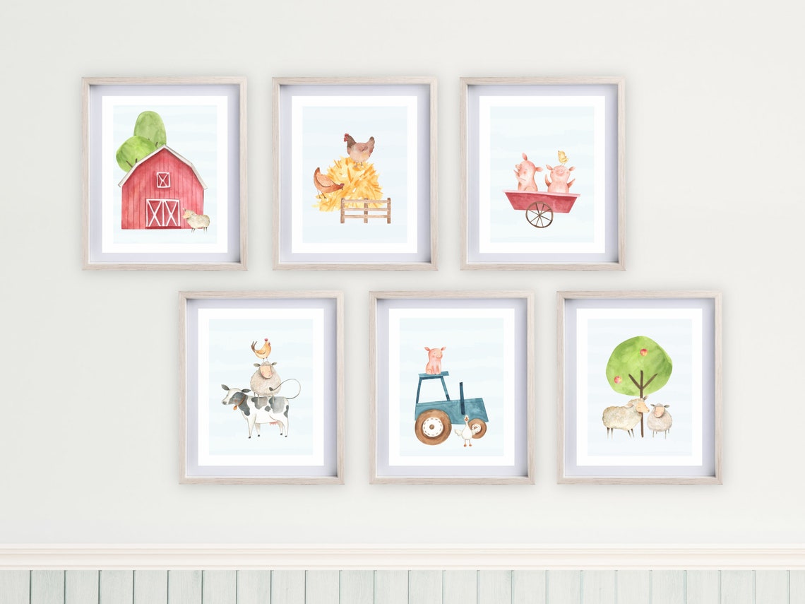 Farm Animals Nursery Art PRINTABLE 8x10 Boy's - Etsy