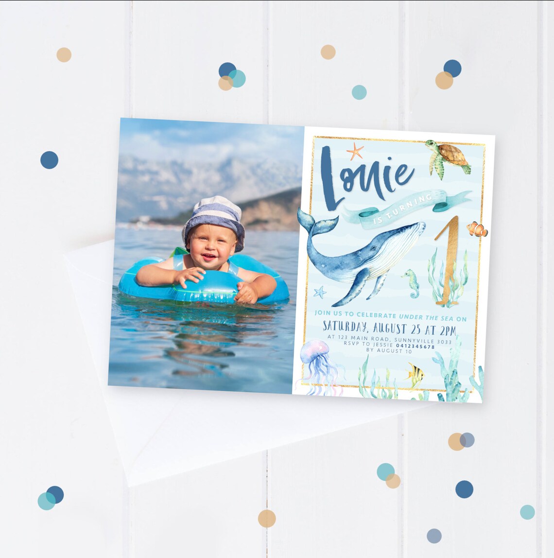 Under The Sea Themed Invitation PRINTABLE 1st First Birthday | Etsy