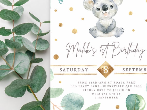 Carte invitation anniversaire My sweet koala