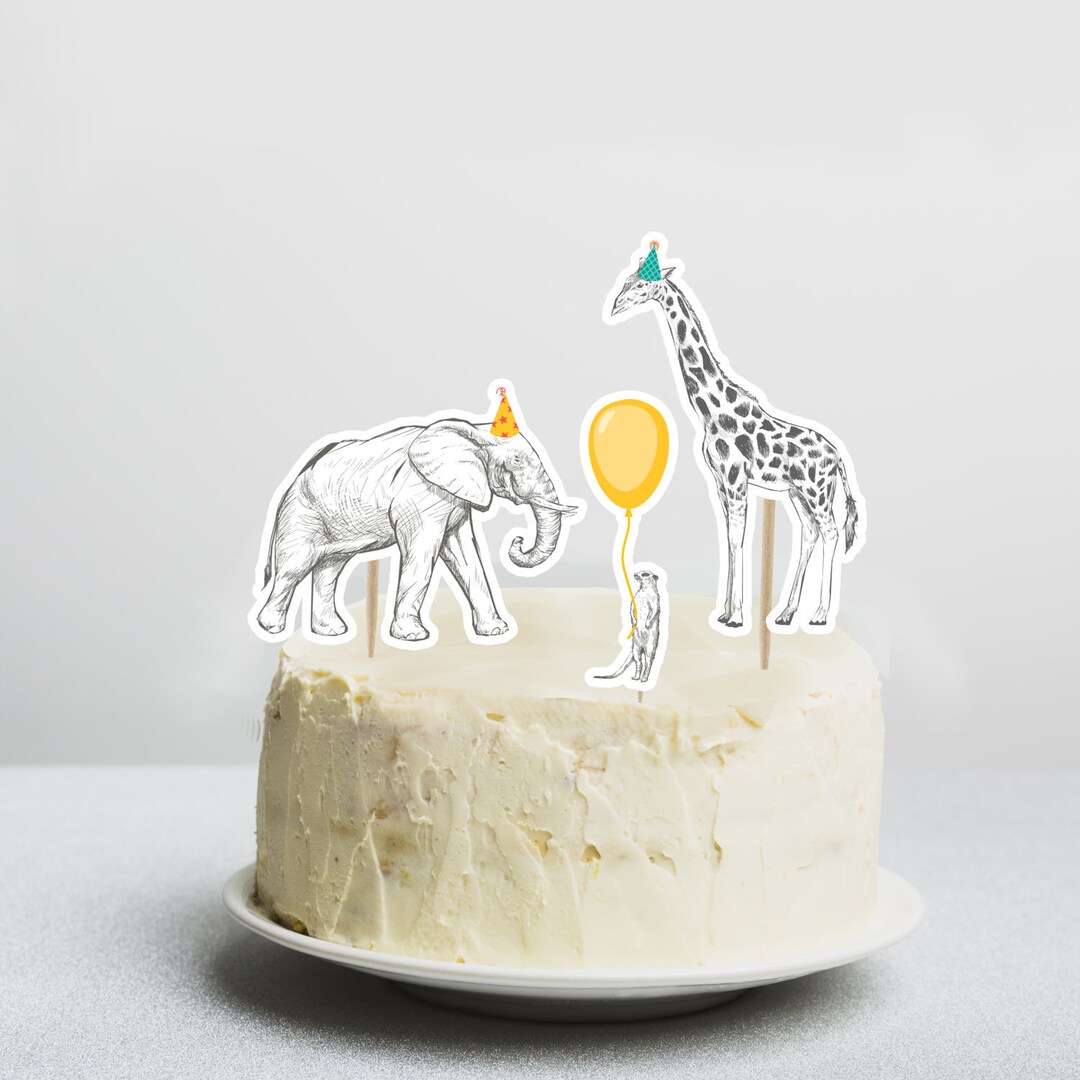 Safari Cake Toppers, INSTANT DIGITAL DOWNLOAD, Printable Party Animals Theme Decor, Jungle Zoo ...